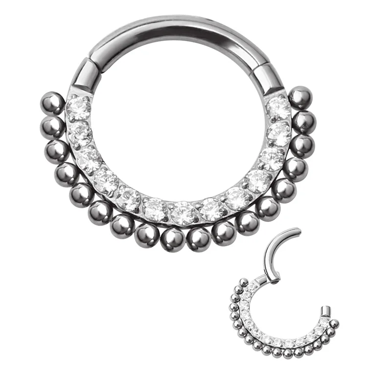 

ASTM F136 New Rhinestone Non Piercing Hanger Clip On Jewelry Septum Clicker Nose Ring