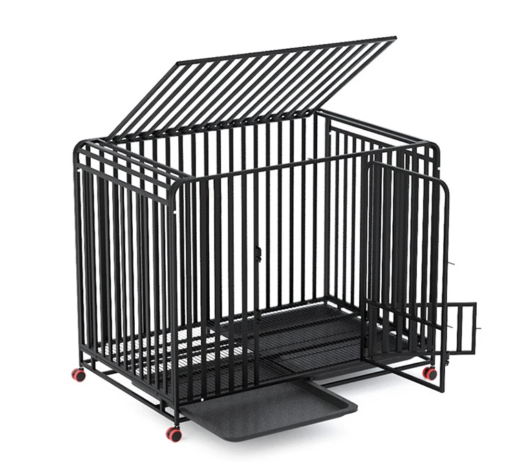 

High Quality Iron Tube Dog Kennels Cage Metal Pet Playpen Heavy Duty Dog Crates Cage With Four Wheels