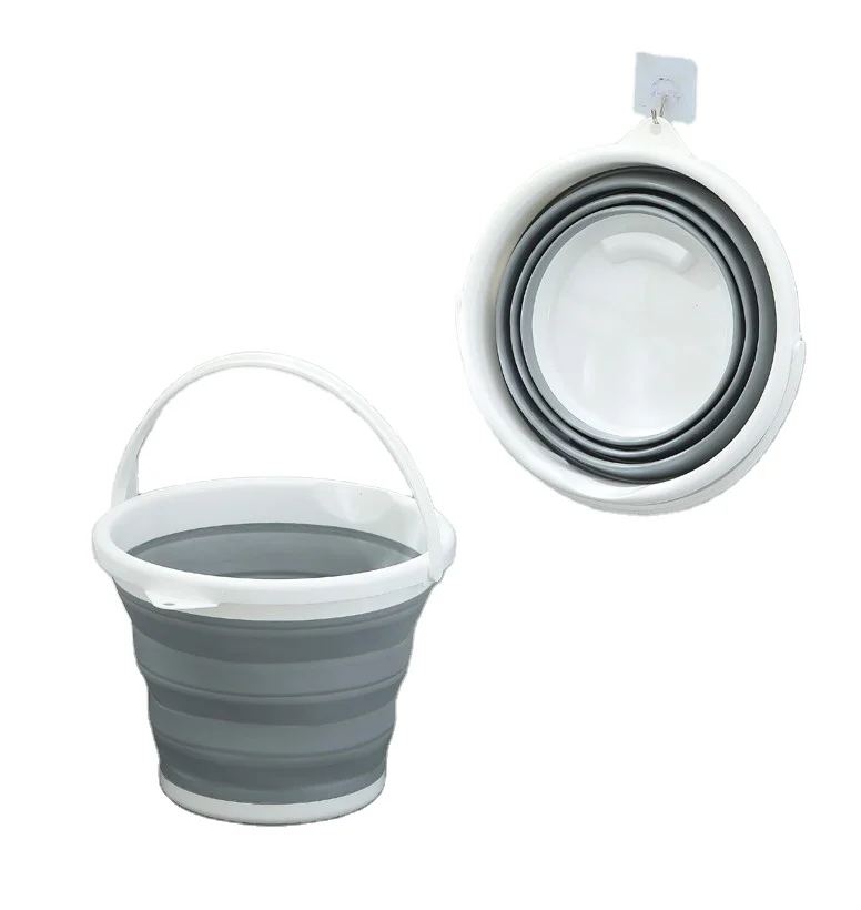 

Folding Bucket 5l 10l Portable Car Wash Bucket Outdoor Fishing Bucket, Grey