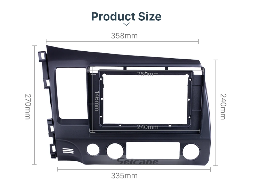 10.1 Inch Fascia Black Frame For Honda Civic Lhd 2006-2011 Dash 