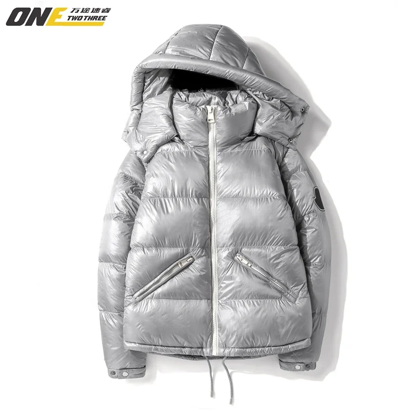 

Mens Winter shiny coat Jacket Detachable hat Men Clothing Polyester Windproof Coat Shiny Fabric Surface Down Jacket, Customized color