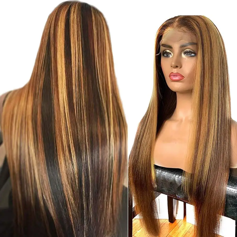 

Best quality 100% human hair highlight wig special look highlight frontal wigs for hot sale