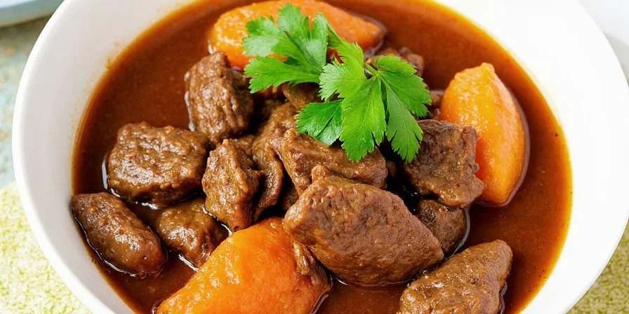 Vietnamese beef stew served with rice and fresh herbs