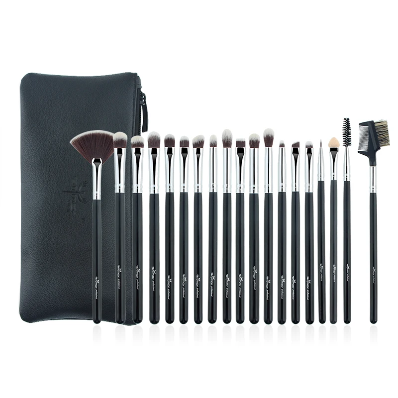 

7Pcs Goat Hair Wooden Handle Eyeshadow Make Up Brush Set Cosmetic Bag Black Makeup Brush