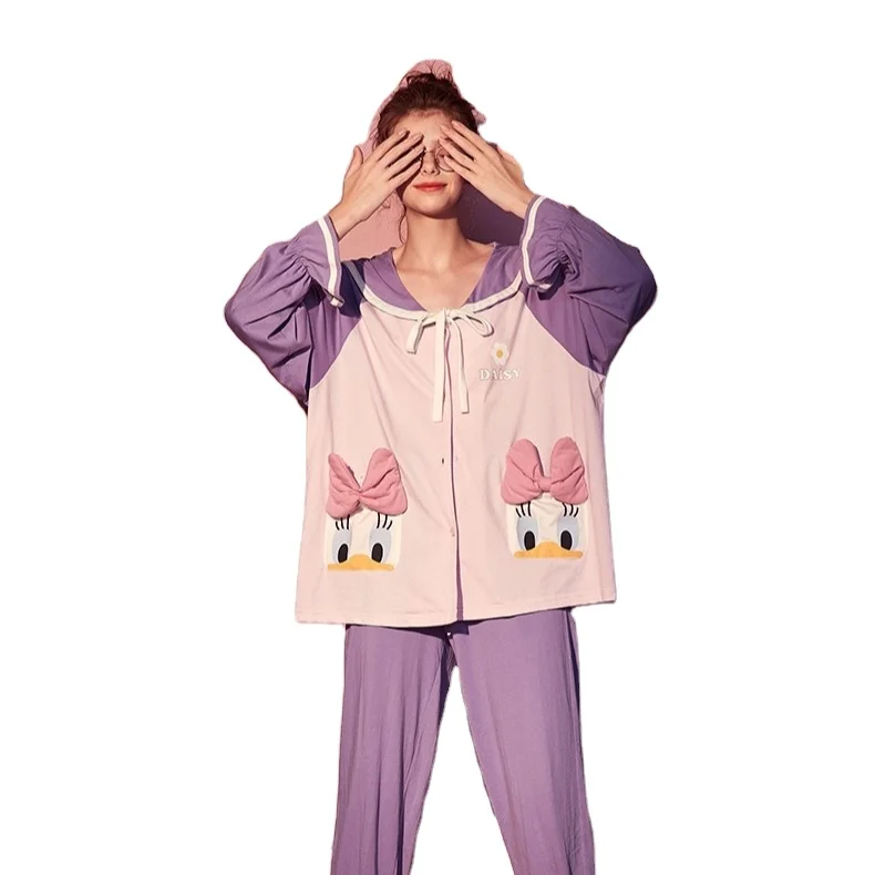 

Pajamas spring and autumn cotton suit cartoon lovely sweet long sleeves can be worn outside the home clothes