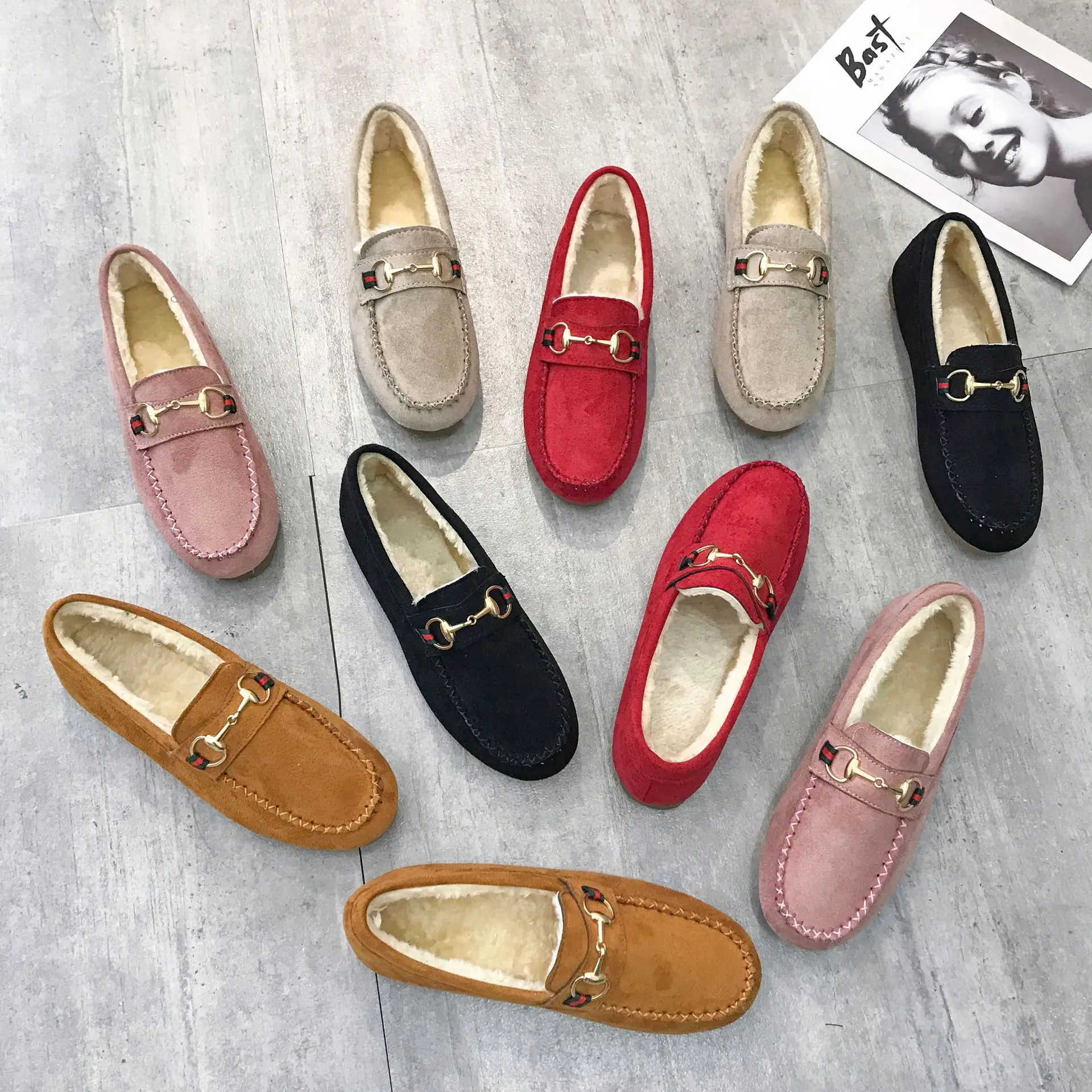 

New arrival ladies flats plush warm shoes women winter shoes boat shoes for women
