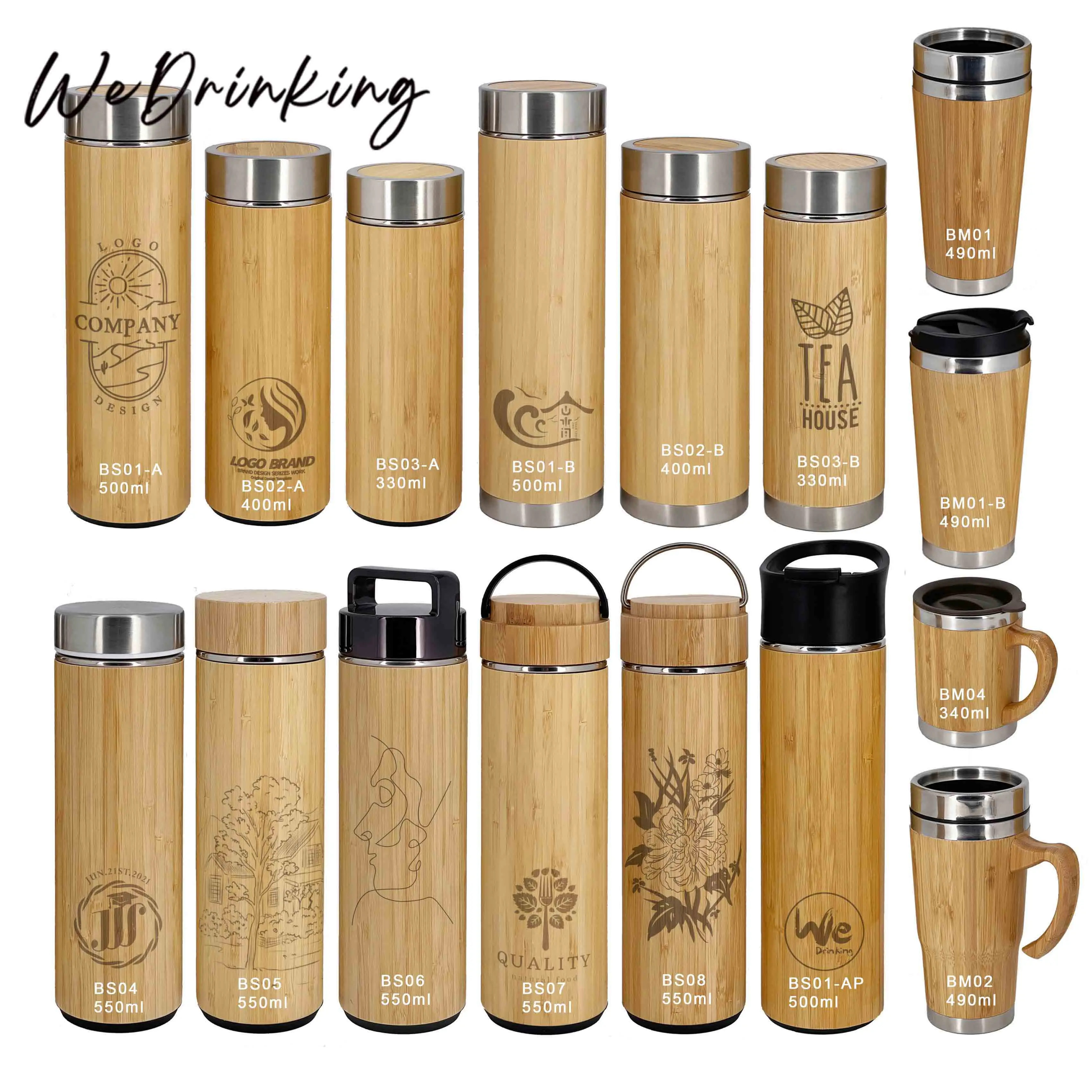 

BS04 550ml Original Natural Vacuum Insulated Bamboo Flask with Tea Infuser and Strainer