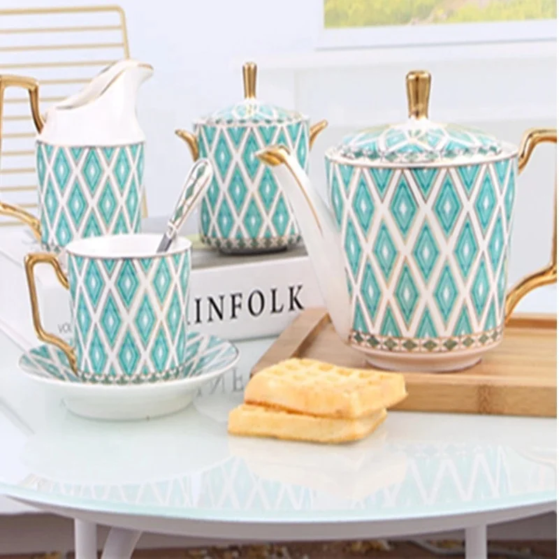 

Antique emerald porcelain gold rim coffee sets