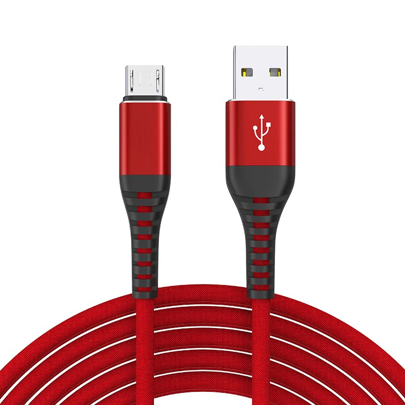 

Trending 3A Braided Nylon Fast Charging Micro USB Data Cable charging and data transferring usb data cable, Black, red, blue