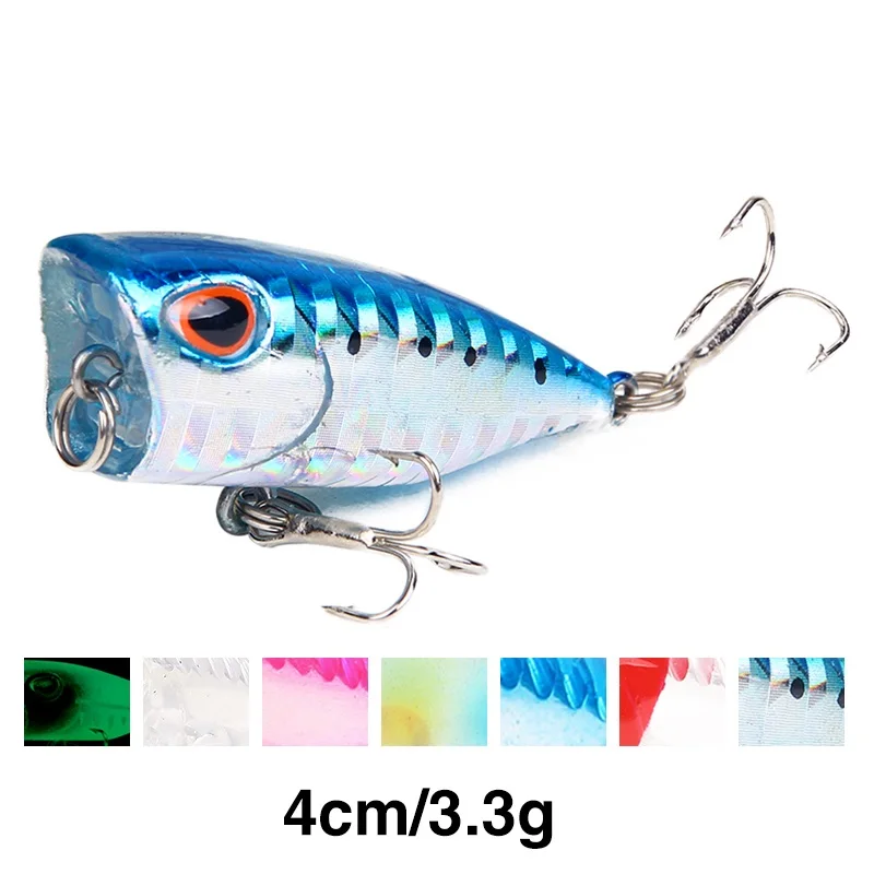 

Stock Popper Hand Made 3D eyes Casting popper Floating Fishing Lures, 7 color