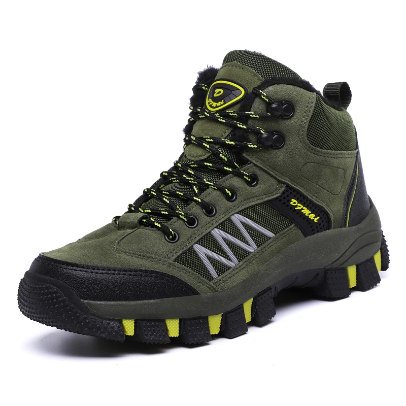

YT Men's winter boots outdoor plus cotton hiking shoes non-slip rubber sole snow boots for men