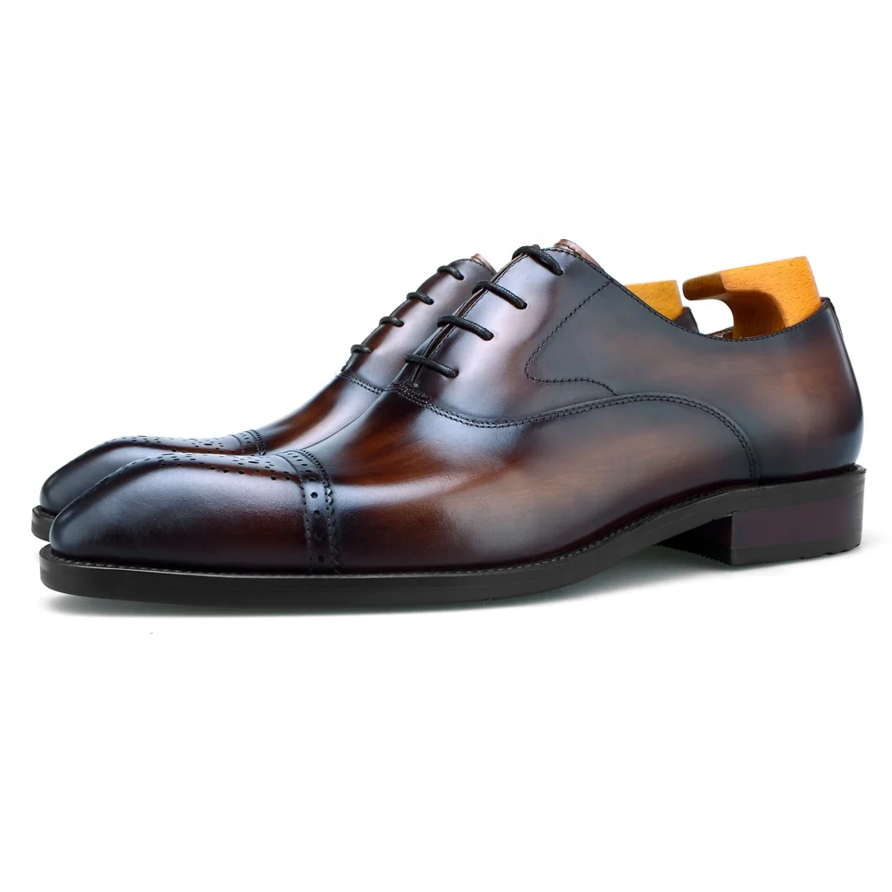 

Handmade Leather Shoes Rubber Italy Handmade Shoes Men Brogue Calf Leather Custom Dress Shoes