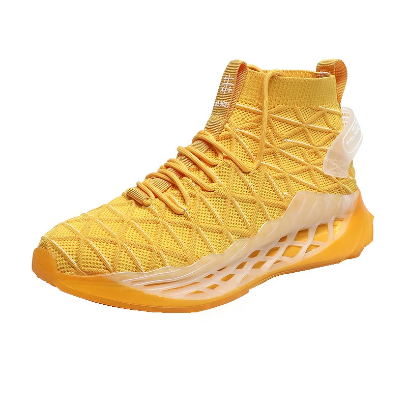 

Men sports shoes fashion casual running shoes breathable high-top air cushion lightweight lazy shoes, Black white sand
