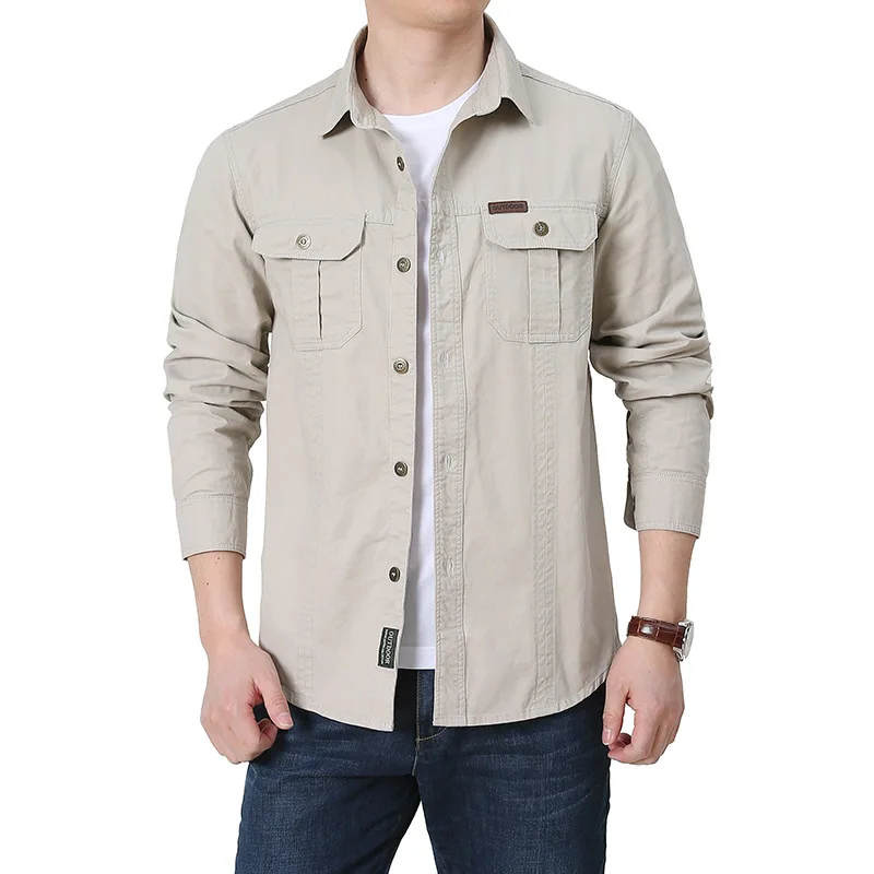 

Men's Army Uniform Shirt Cotton Tactical Shirt Mens Long Full Sleeve for Hiking Climbing Hunting Military Casual Shirt
