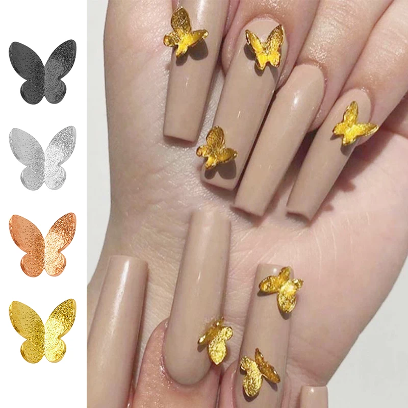 

1 box Metal Alloy Butterfly Design 3D Nail Art Decorations Charm Pixie Jewelry Gem Japanese Style Manicure Design Accessories, Gold/silver/black/rose gold