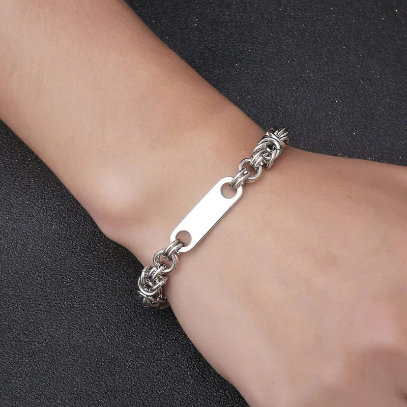 

LOGO custom letter Bracelet men's US hip hop Bracelet titanium steel Cuba chain splicing hand decoration personalized jewellry