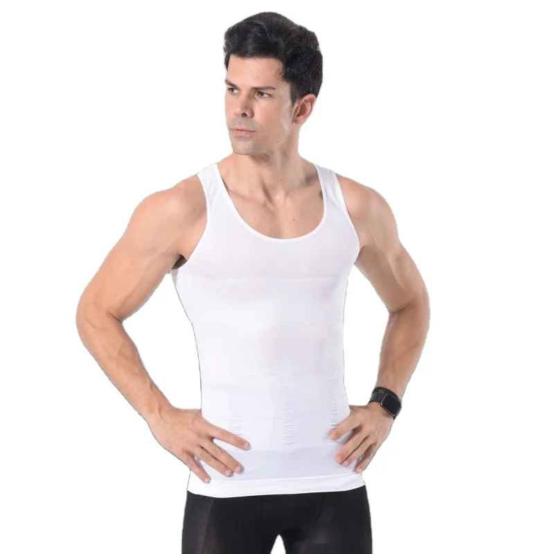 

Men's Slimming Body Shapewear Corset Vest Tummy Waist Vest Lose Weight Shirt Elastic Sculpting Vest, Blue, black, white