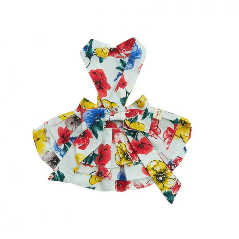 

New Wholesale Fashion Pet Clothes Bowknot Cotton Printed Pet Dress Cute Dog Skirt
