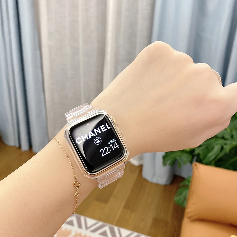 

Transparent Watch Case Band for iwatch Strap 38mm 40mm 42mm 44mm Clear Band for Apple Watch series 6 5 4