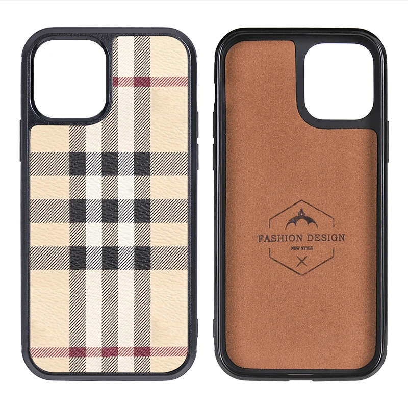 

Customized wholesale Grid PU leather Luxury brand case for iPhone 12 Pro max Canvas phone cover for iPhone 12 mini Case