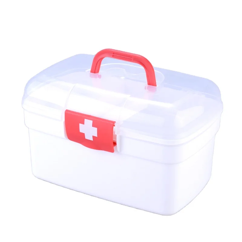 

Drop Shipping Large Family Home Medicine Health Care Plastic Drug First Aid Kit Medical Storage Cabinet Box, Blue, red