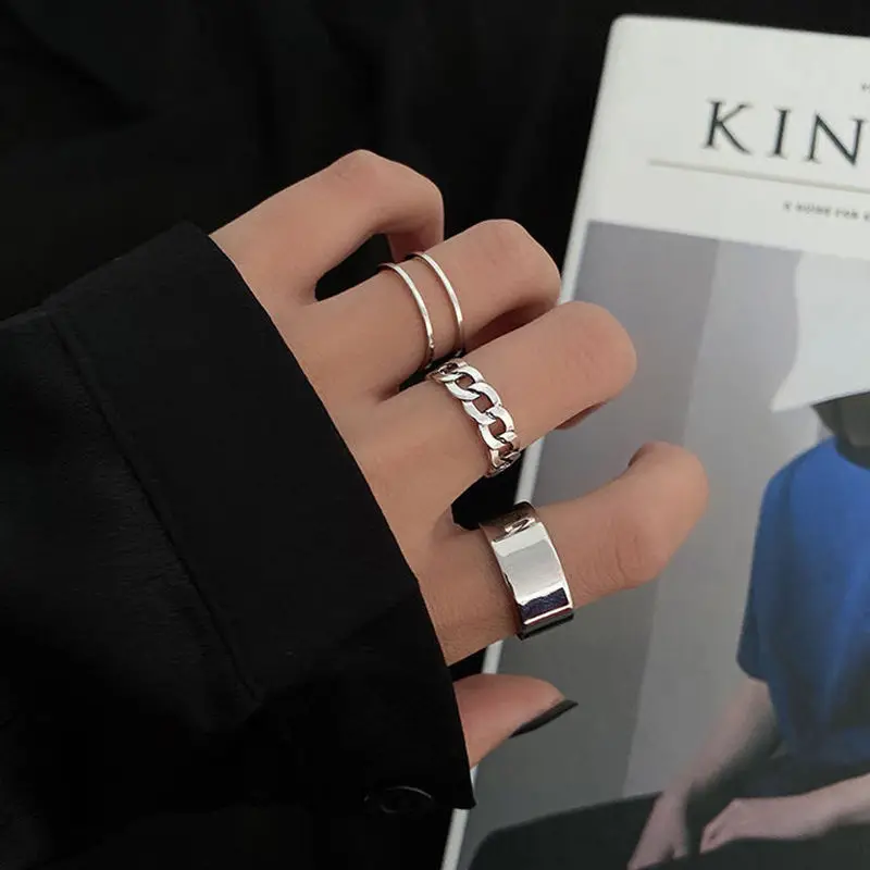 

Shangjie OEM Anillo Hip Hop Punk Terroir Cool Ring women alloy fashion wedding ring set minimalist rings, Sliver