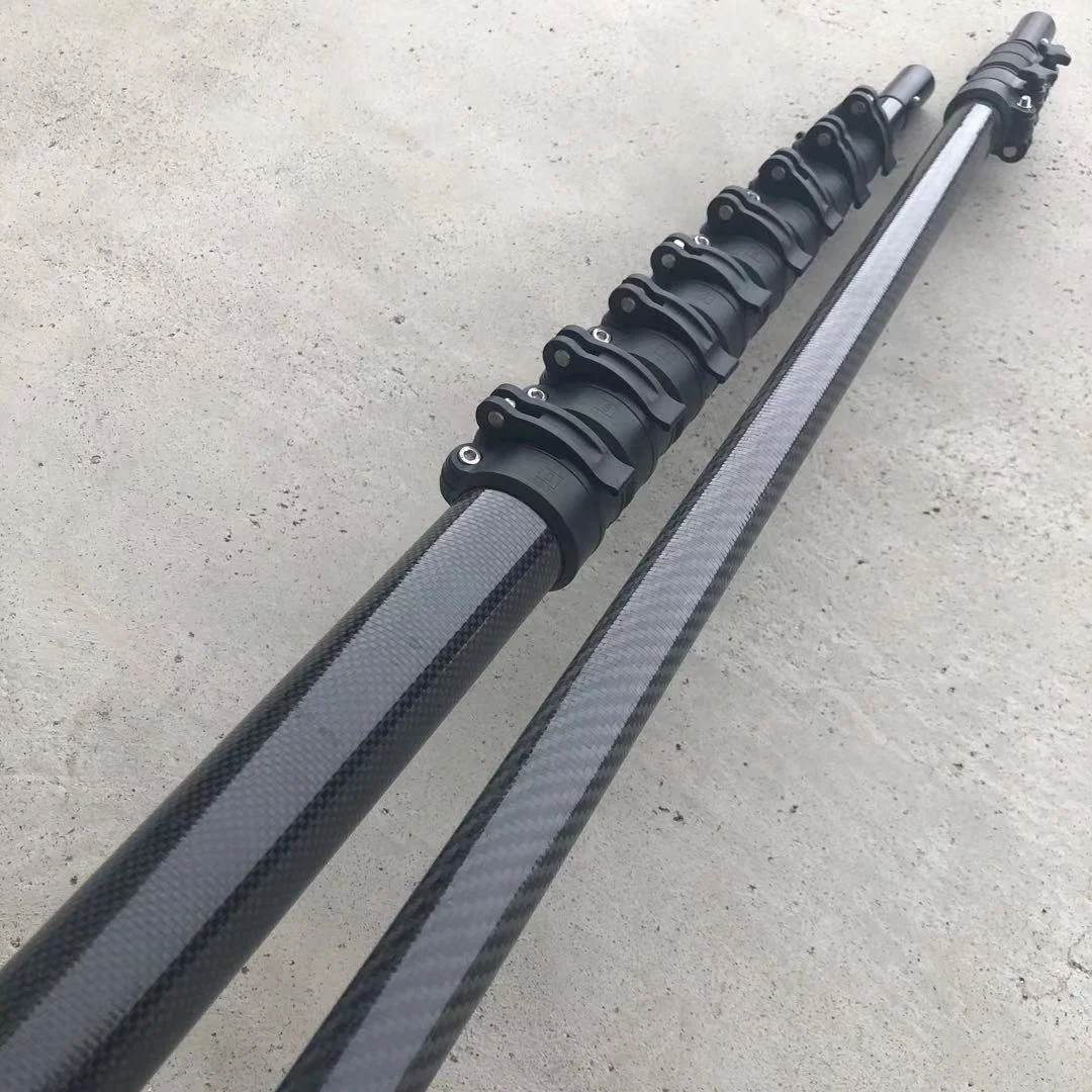 

Custom 50ft 100% carbon fiber / glass fiber telescopic water fed windows cleaning pole, Black