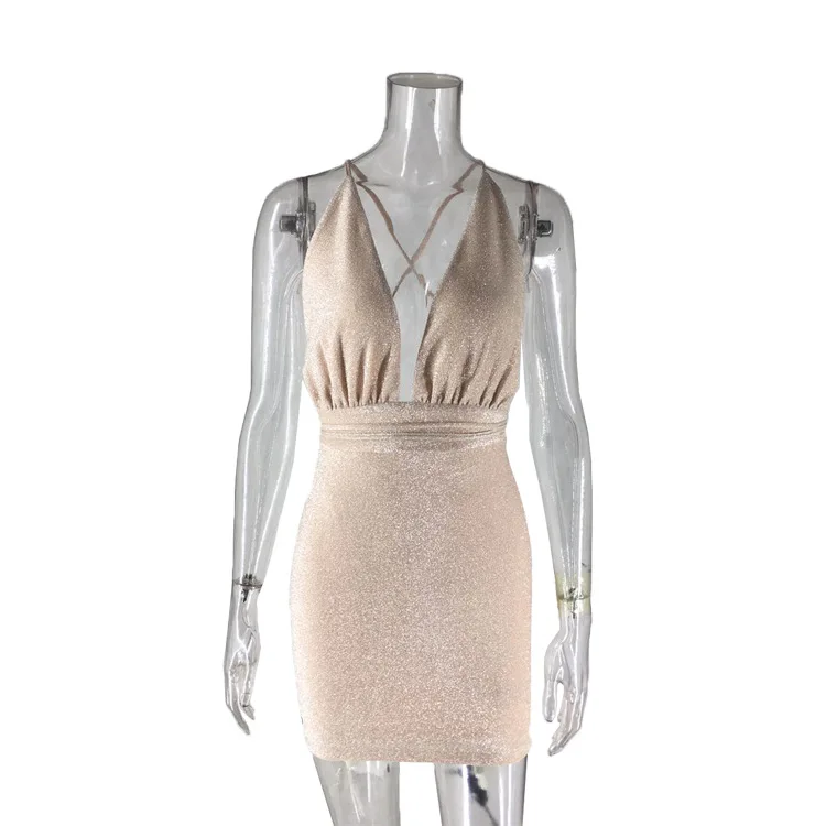 

Women's Fashion V-neck Open Back Bandage Sexy Dress