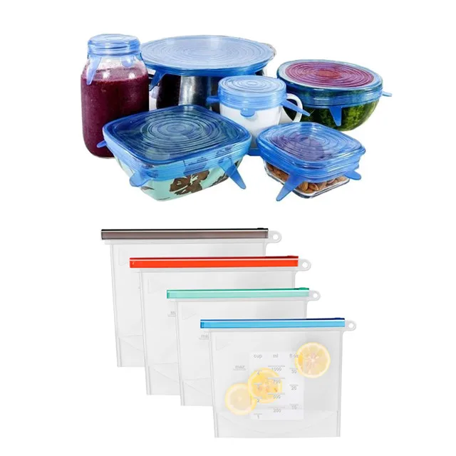 

Reusable Silicone food storage bag zip snack Sandwich bags Silicone Food Preservation Bag Silicone Stretch Lids, Any pantone color