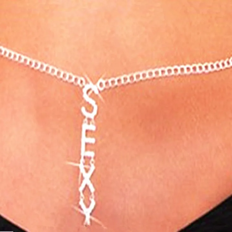 

Hot Sexy Body Jewelry Silver Rhinestone Letter Belly Waist Chain for party