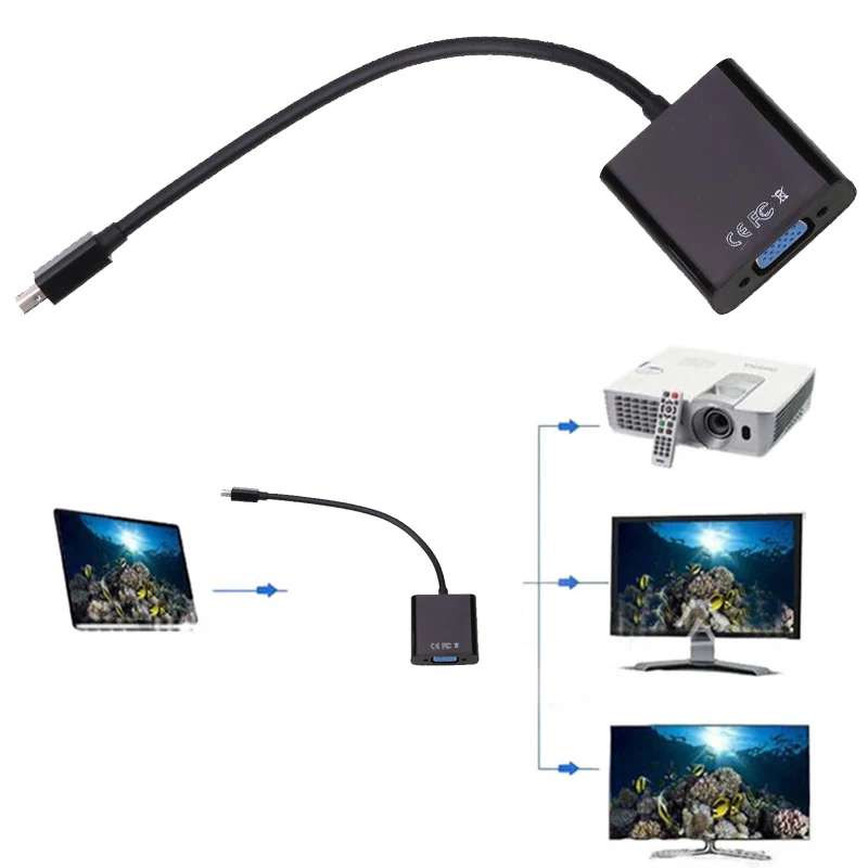 
Clearance Mini DP to VGA Video Adapter 1080p Thunderbolt Display Port to VGA Cables Mini DP to Vga 