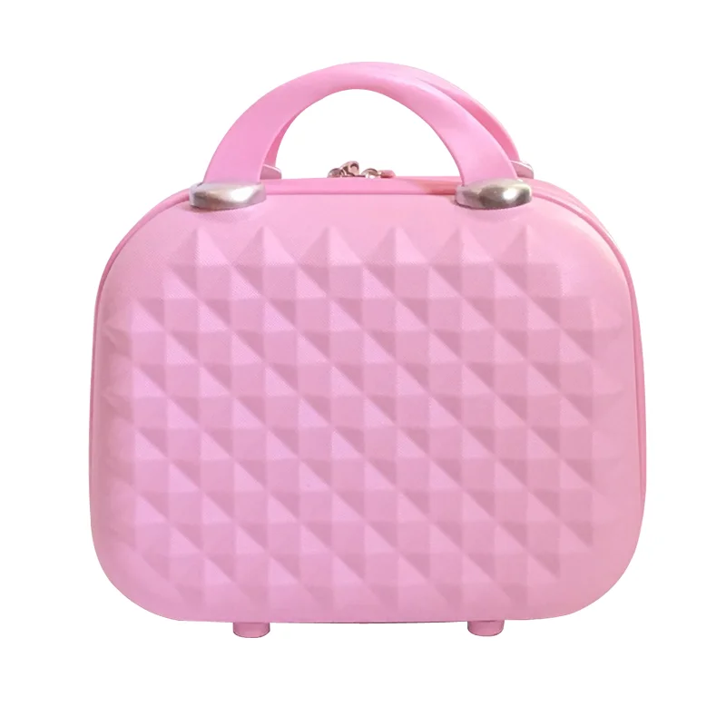 

Custom Travel Makeup Wheels Professional Make Up Case on Wheels Small Cosmetic Case ABS Cosmetic Bag, Pink