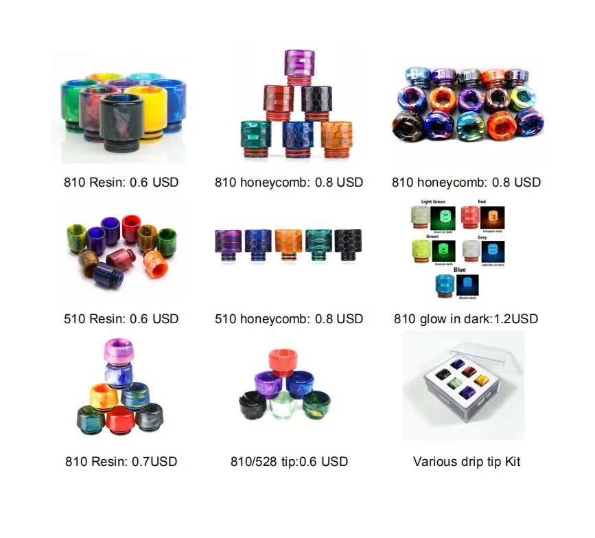 

Top selling resin goon drip tip 810 510 sailing drip tips, Random color