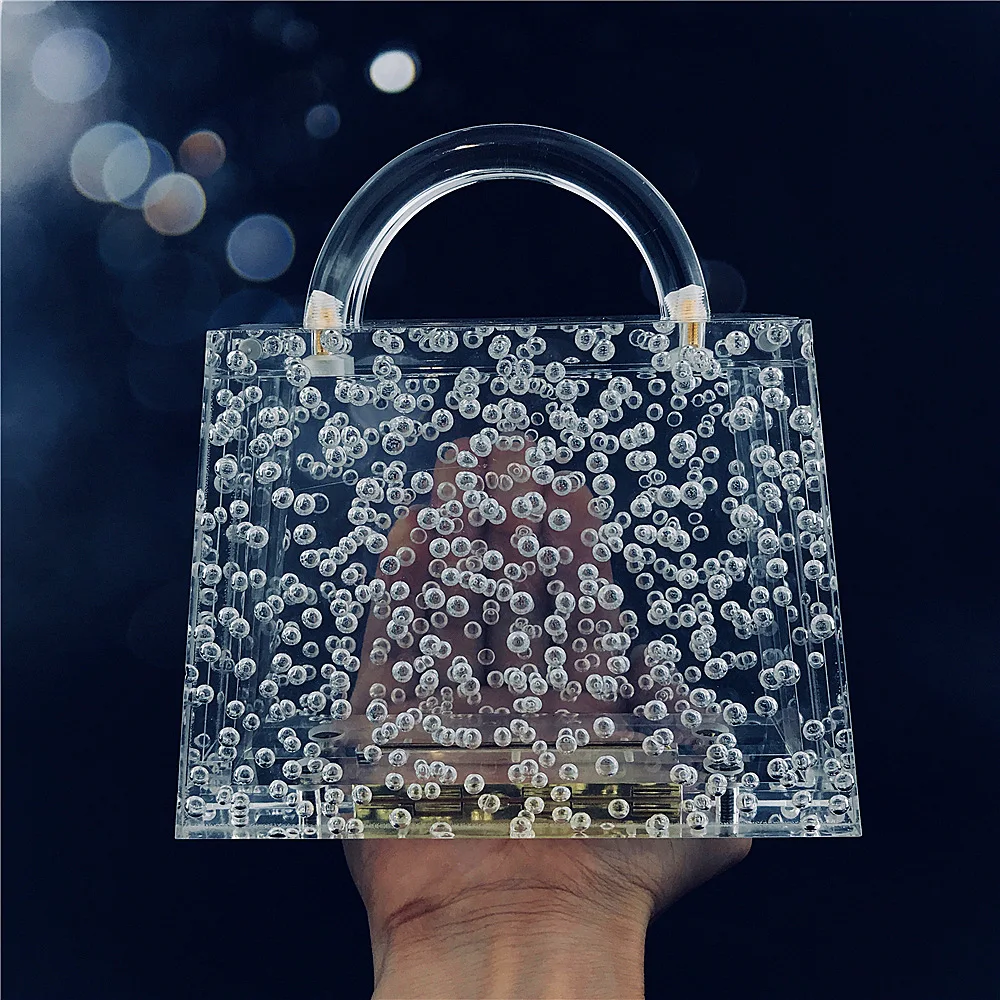 

New transparent acrylic women's bag portable bubble dinner bag