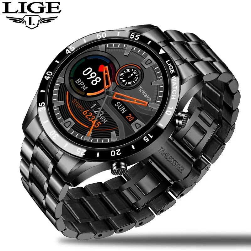 

LIGE 2020 New Smartwatch Men Full Touch Screen Sports Fitness Watches IP68 Waterproof For Smart Bracelet tracker