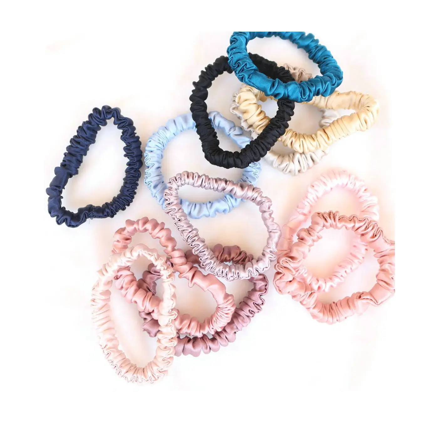

ESASILK Free Shipping 1 Cm Small 100% Pure Silk Satin Hair Tie Silk Scrunchies