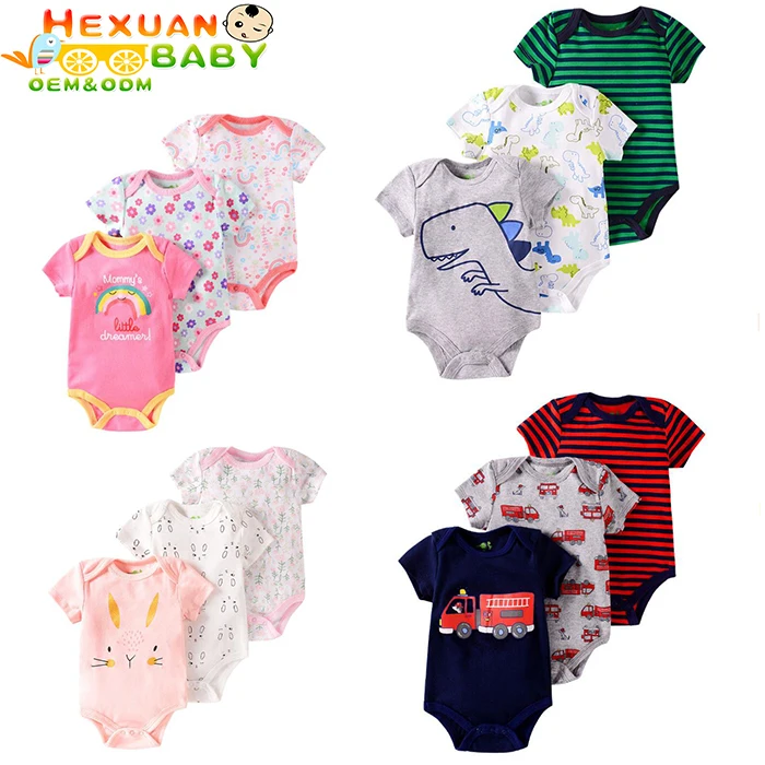 

Baby Girl Clothing Summer 100% Cotton Romper Set Short Sleeve Newborn Baby Layette, Picture shows