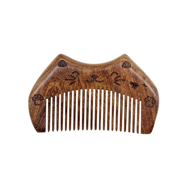 

High Quality Hand Grinding Sucupira Wooden Cat Pattern Hair Brush Eco-Friendly Massage Hair Comb Healthy Comb