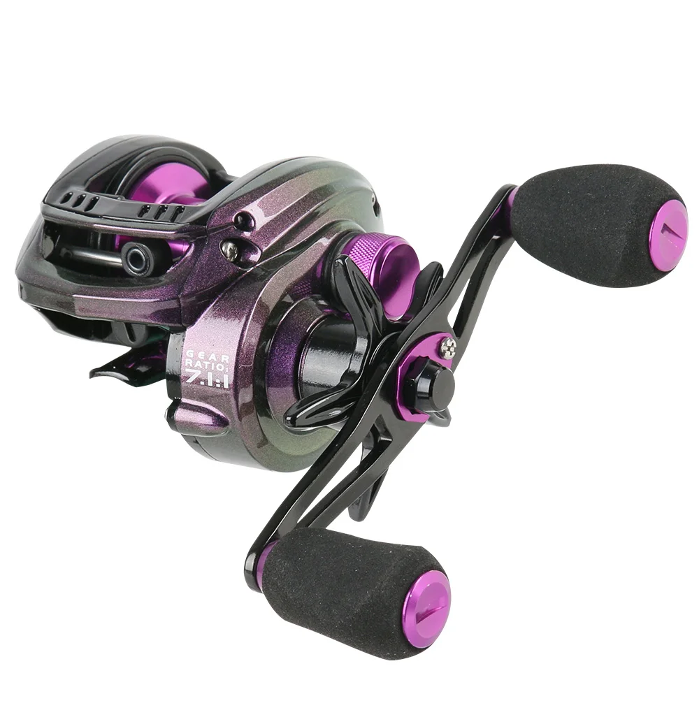 

Manufacturers Wholesale Metal Baitcasting Fishing Reel Purple 8kg Drag Power 7.1:1 6BB Ultralight Reel Deep Line Cup