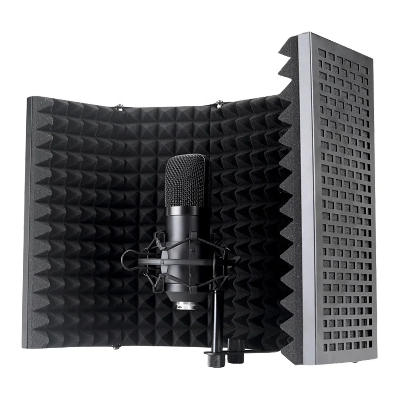 

Metal five-door microphone soundproof cover for recording studio soundproof cover, Black color