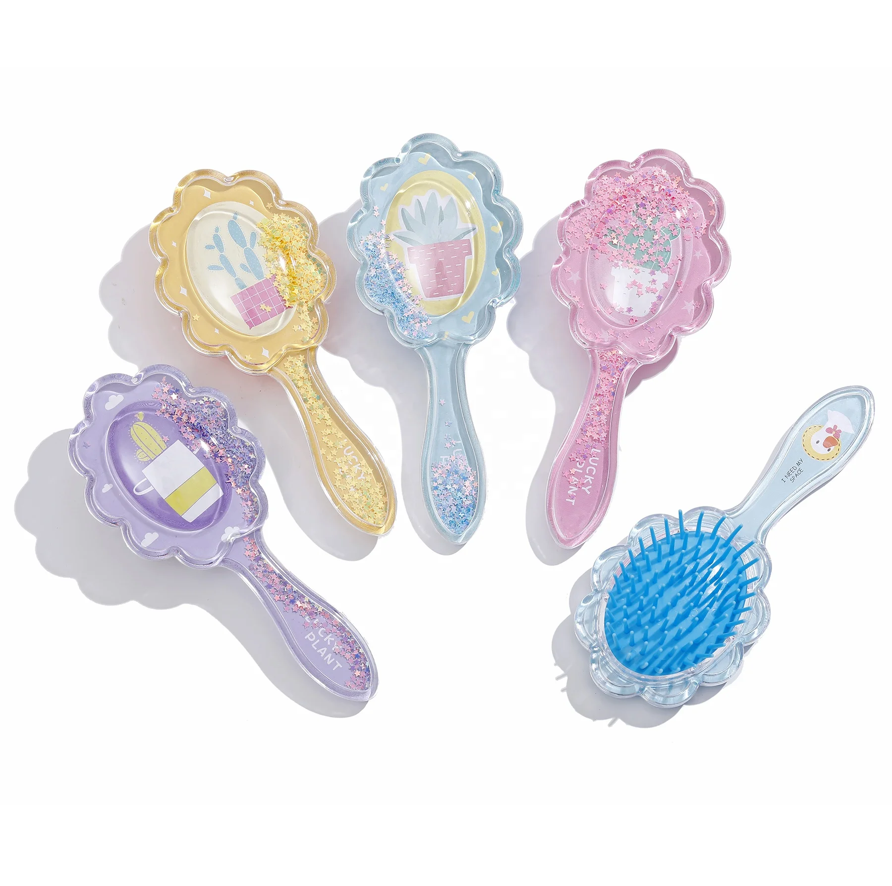 

Factory Price Confetti Transparent Mini Hair Brush Comb Lovely Portability Plastic Hairbrush Personalised Cute Pocket Hairbrush, Customized color