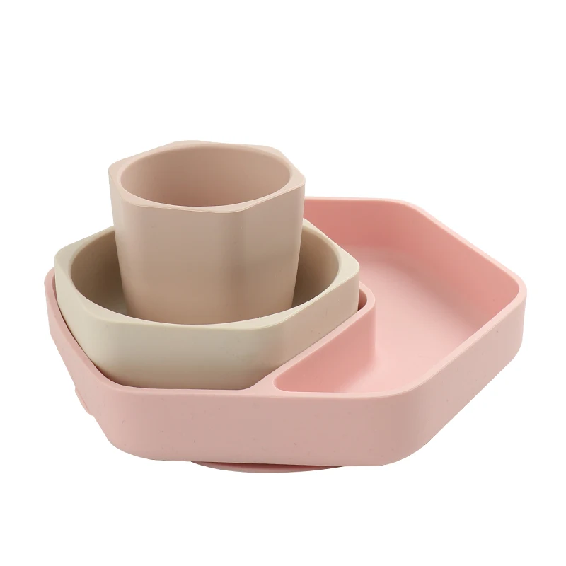 

Hot Sale Food Grade BPA Free Divided Kids Feeding Set Baby Silicone Suction Plate, Customize