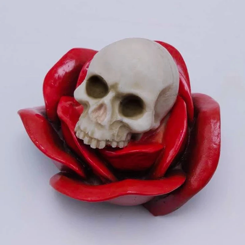 

Creative skull flower resin molds making candle soap chocolate mold kitchen cake decoration tool silicone mold, Random