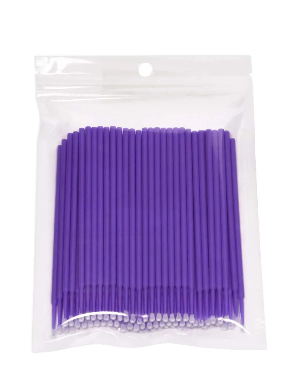 

100Pcs/bag Disposable MicroBrush Eyelashes Extension Individual Lash Removing Swab Micro Brush For Eyelash Extension Tools, Green,purple,pink,blue