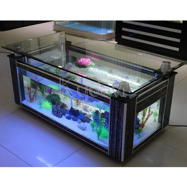 

Home Furniture Decoration Indoor Big Aquarium Rectangular Ecological Coffee Table Fish Tank Aquariums & Accessories Float Glass