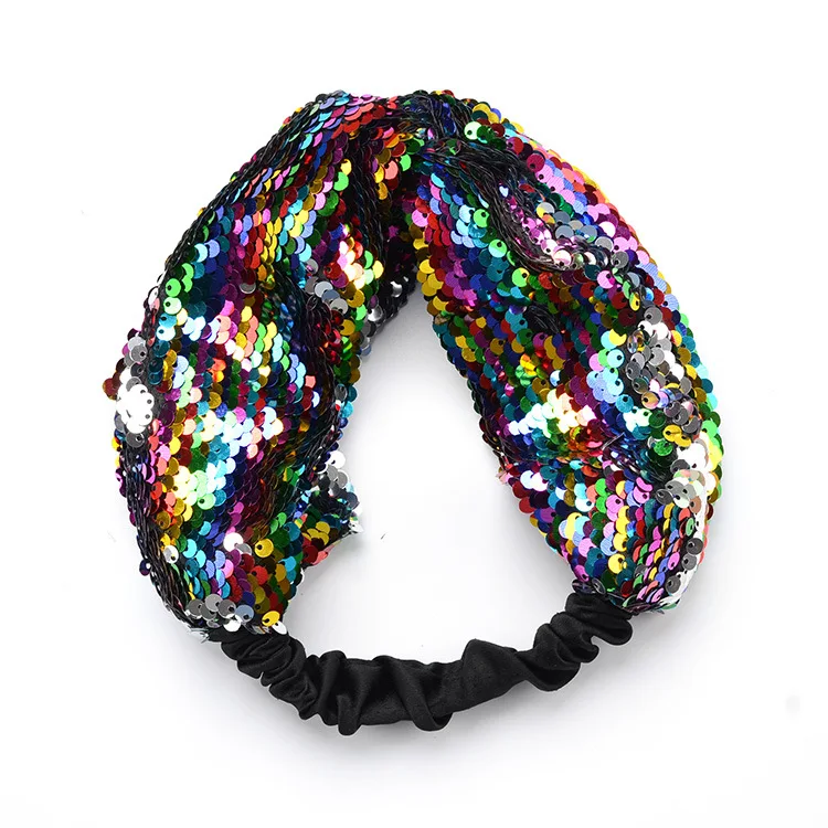 

2020 New Fashion Hot Style Mermaid Sequined Hairband Turned Over Sequined Adult Children Fish Scale Creative Hair Accessories, Colourful