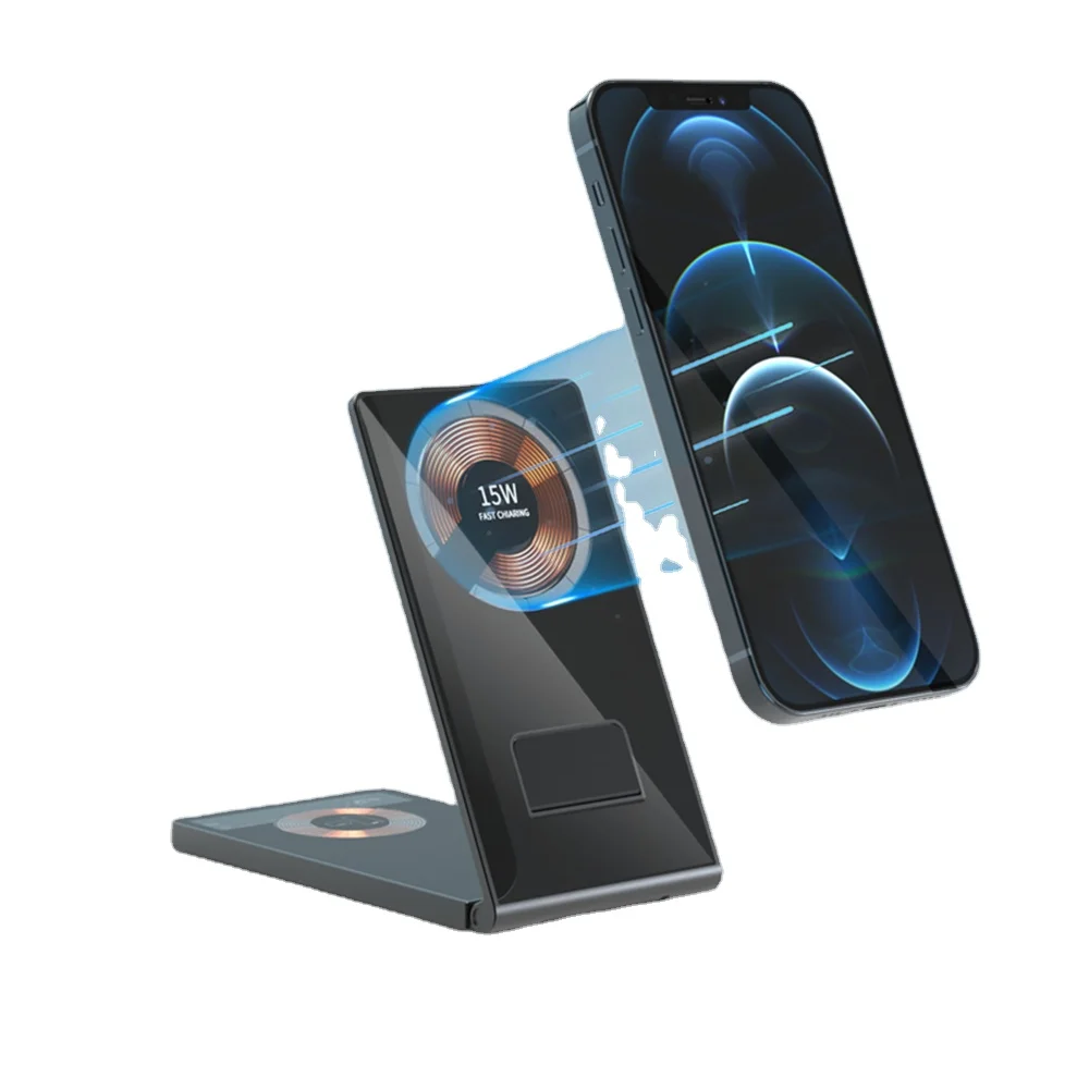 

Foldable Qi Wireless Charger Stand 3 In 1 Wireless Charger Type C Charger