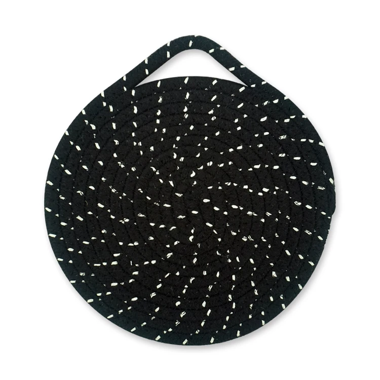 

Heat Resistant Round Cotton Rope Place-mats Table Mats For Dining Tables, Black, customized