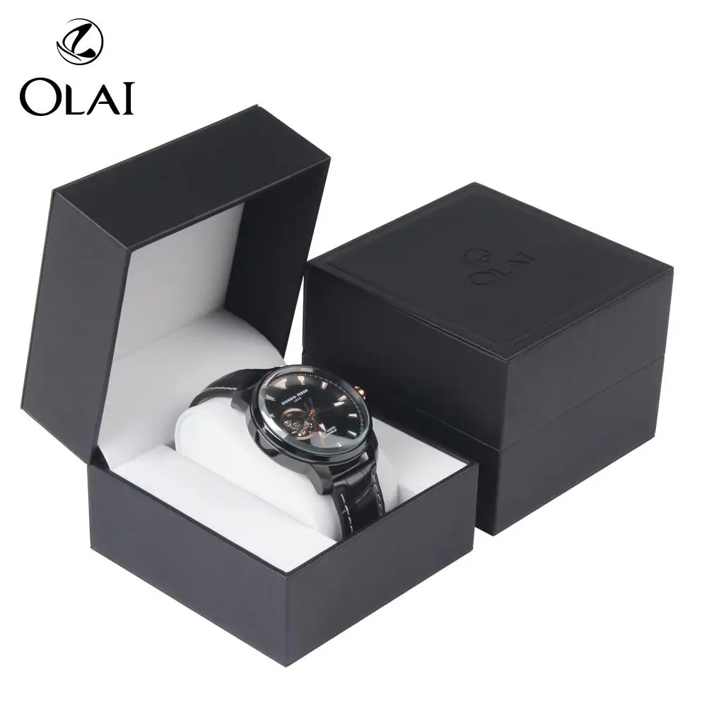 

Leather single watch packaging box in stock, wholesale box for watch packaging, Black, or custom