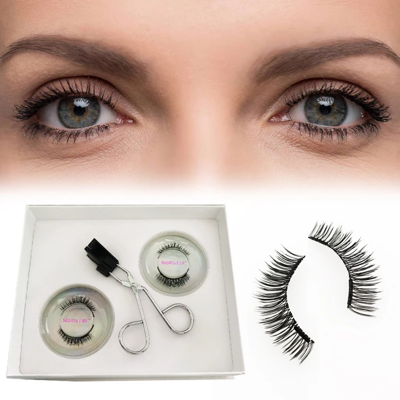 

2022 new seamulan Magnetic Eyelashes False Stripe Eye Lashes Customized Lash Packaging 3D Multi Layered Natural Long